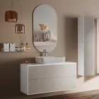 Composizione Bagno con Base Pietra Avana, Specchio e Lavabo Made in Italy - Kilos Viadurini