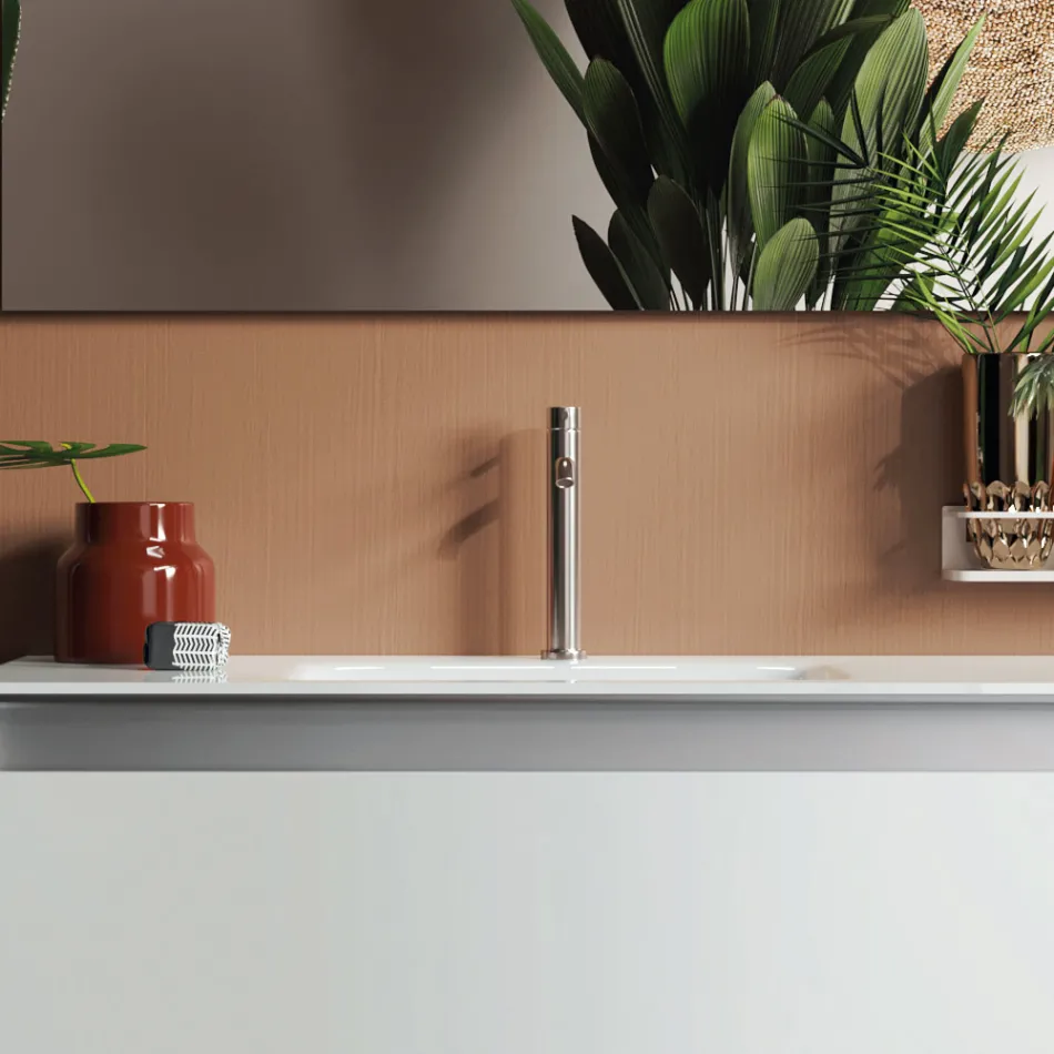 Composizione Bagno con Base Sospesa, Specchio e Lavabo Made in Italy - Dream Viadurini