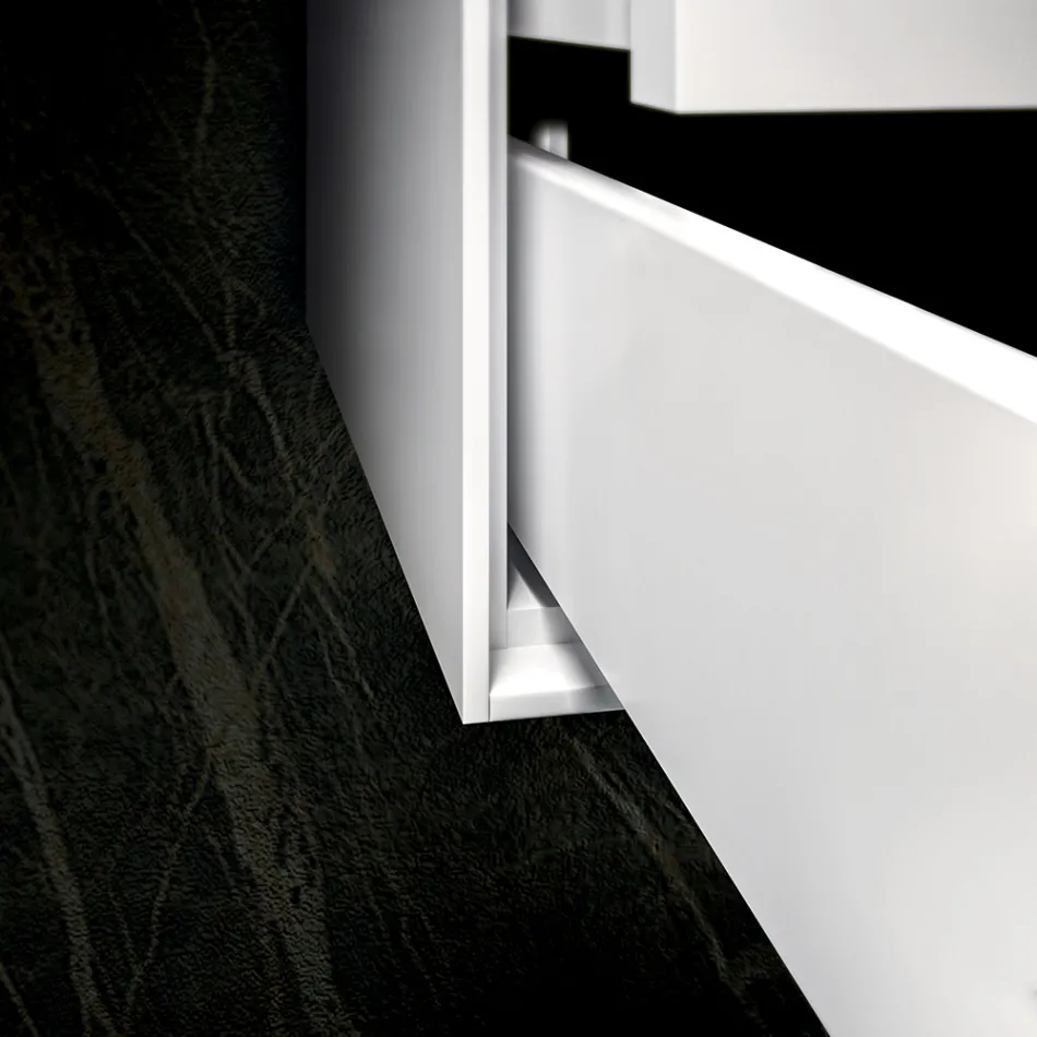 Composizione Bagno con Base, Specchio e Lavabo in Resina Made in Italy - Kilos Viadurini