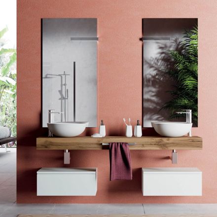 Composizione Bagno con Basi Antigraffio e Lavabi in Resina Made in italy - Palom Viadurini
