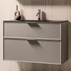 Composizione Bagno con Cassetti, Lavabo e Specchio Led - Orione Viadurini