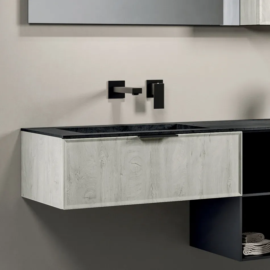 Composizione Bagno con Cassetti, Lavabo, Specchio e Pensile - Orione Viadurini