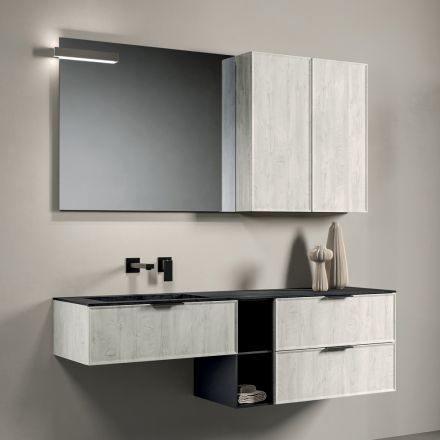 Composizione Bagno con Cassetti, Lavabo, Specchio e Pensile - Orione Viadurini
