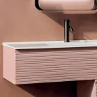 Composizione Bagno con Cassetti Rosa Cipria, Lavabo e Specchio - Elios Viadurini