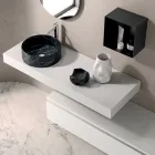 Composizione Bagno con Cassetto, Lavabo, Specchio, Pensile e Mensola - Elios Viadurini