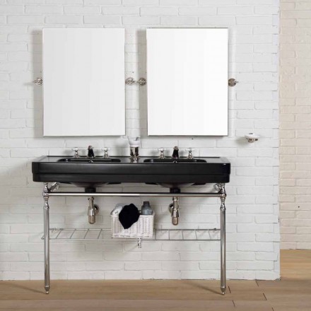 Composizione bagno con consolle nera doppia su struttura Double Viadurini