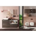 Composizione Bagno con Lavabo in Ceramica e Specchio Made in Italy - Dream Viadurini