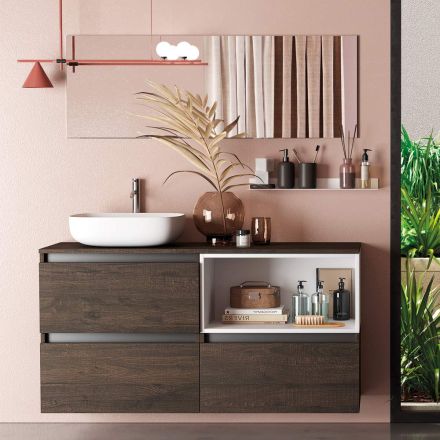 Composizione Bagno con Lavabo in Ceramica e Specchio Made in Italy - Dream Viadurini