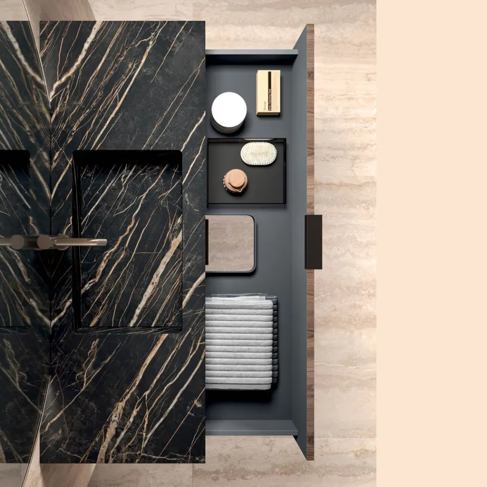 Composizione Bagno con Lavabo in Gres Noir Desir - Orione Viadurini