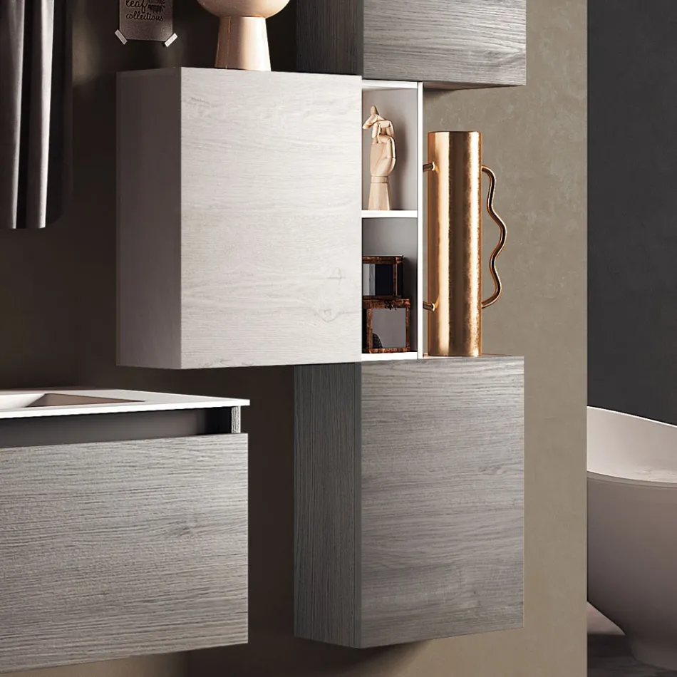 Composizione Bagno con Lavabo in Resina, Base Antigraffio Made in Italy - Dream Viadurini