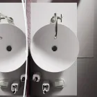 Composizione Bagno con Lavabo in Resina e Specchio Made in Italy - Palom Viadurini