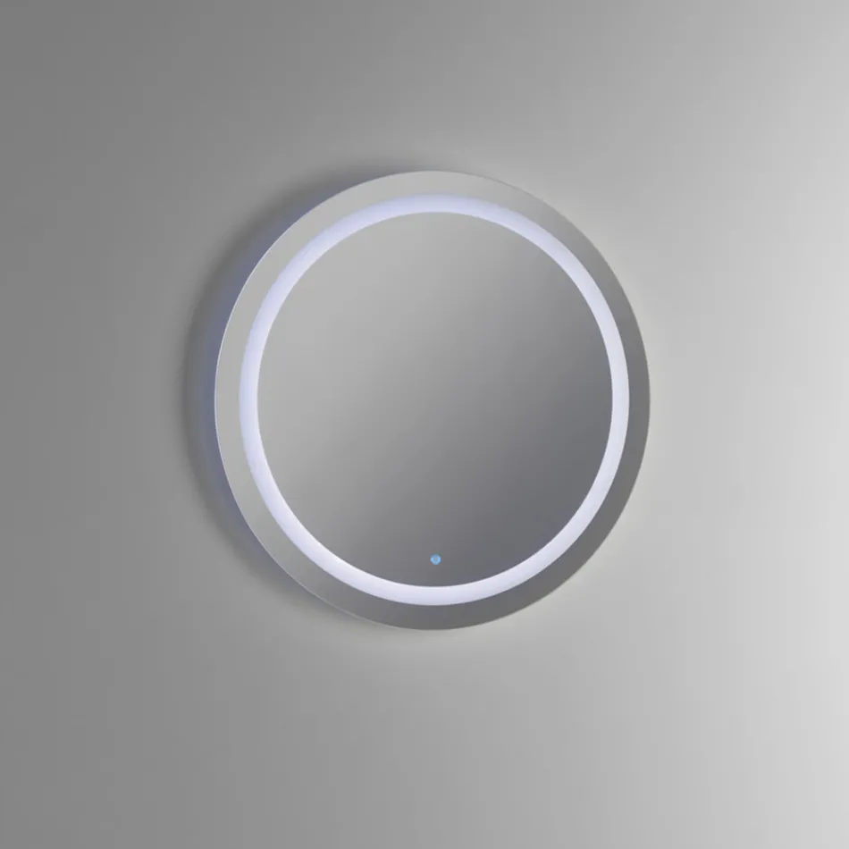 Composizione Bagno con Lavabo in Resina e Specchio Made in Italy - Palom Viadurini