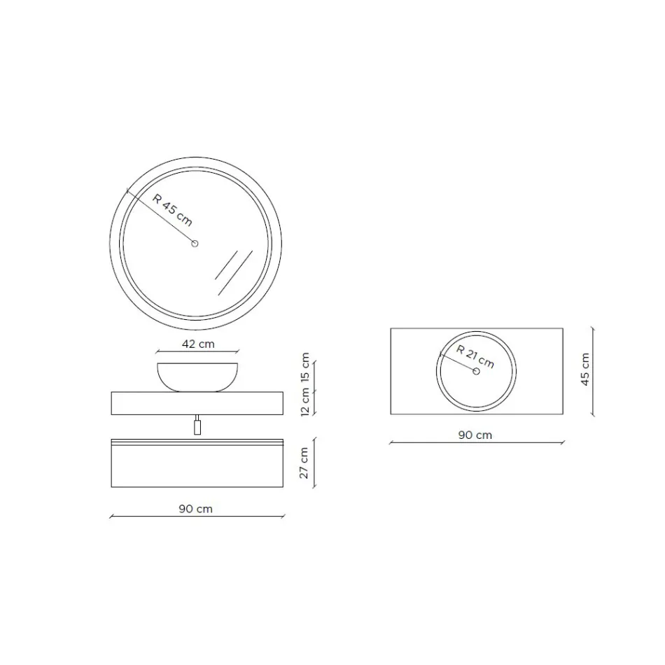 Composizione Bagno con Lavabo in Resina e Specchio Made in Italy - Palom Viadurini