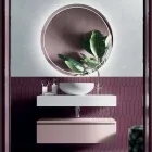 Composizione Bagno con Lavabo in Resina e Specchio Made in Italy - Palom Viadurini