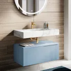 Composizione Bagno con Piano in HPL Calacatta Made in Italy - Talassa Viadurini