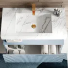 Composizione Bagno con Piano in HPL Calacatta Made in Italy - Talassa Viadurini