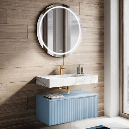 Composizione Bagno con Piano in HPL Calacatta Made in Italy - Talassa Viadurini