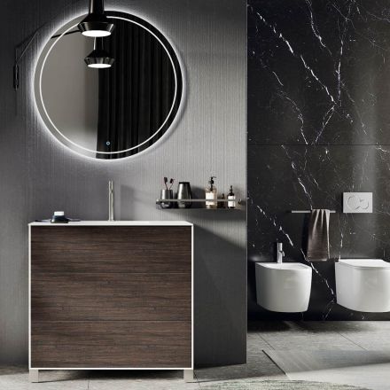 Composizione Bagno con Specchio, Base e Lavabo in Resina Made in Italy - Kilos Viadurini
