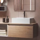 Composizione Bagno con Specchio con Lampada Integrata, Lavabo e Base - Dream Viadurini