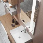 Composizione Bagno con Specchio con Lampada Integrata, Lavabo e Base - Dream Viadurini