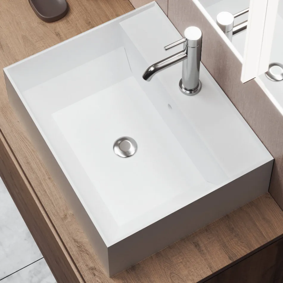 Composizione Bagno con Specchio con Lampada Integrata, Lavabo e Base - Dream Viadurini