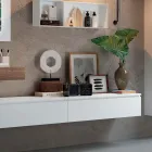 Composizione Bagno con Specchio e Lavabo in Ceramica Made in Italy - Palom Viadurini