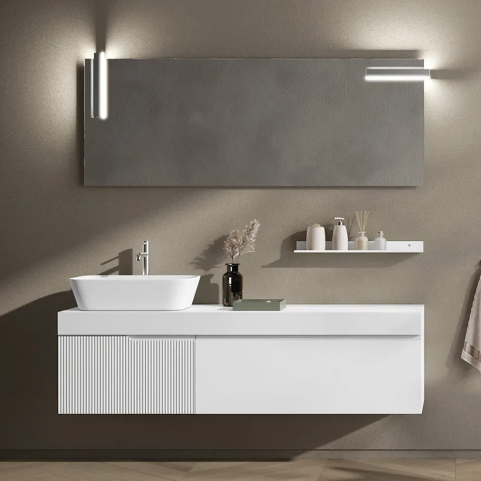 Composizione Bagno con Specchio e Mensola Made in Italy - Erebo Viadurini