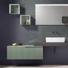 Composizione Bagno con Specchio e Pensili in Metallo Made in Italy - Efesto Viadurini