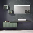 Composizione Bagno con Specchio e Pensili in Metallo Made in Italy - Efesto Viadurini