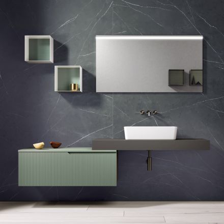 Composizione Bagno con Specchio e Pensili in Metallo Made in Italy - Efesto Viadurini