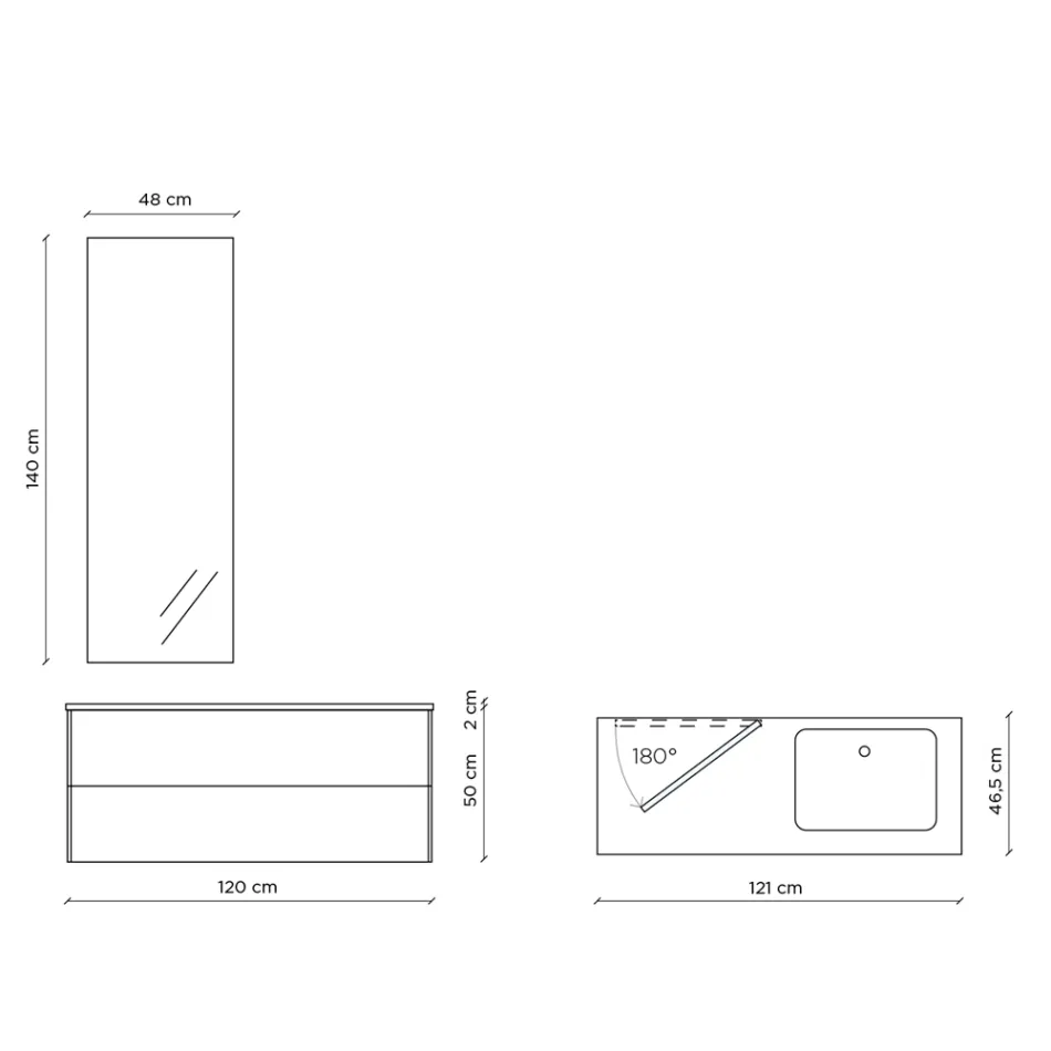 Composizione Bagno con Specchio Girevole 180°, Base e Lavabo Made in Italy - Kilos Viadurini