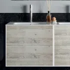 Composizione Bagno con Specchio, Lavabo Doppio e Base Made in Italy - Kilos Viadurini