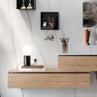 Composizione Bagno con Specchio, Lavabo in resina e Base Made in Italy - Palom Viadurini