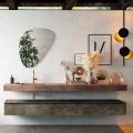 Composizione Bagno con Specchio Moderno e Lavabo Consolle Made in Italy - Palom