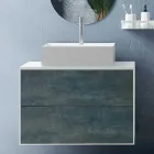 Composizione Bagno con Specchio Ovale, Base e Lavabo Made in Italy - Kilos Viadurini