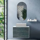 Composizione Bagno con Specchio Ovale, Base e Lavabo Made in Italy - Kilos Viadurini