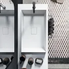 Composizione Bagno con Specchio Ovale, Lavabo e Base Realizzato in Italia - Palom Viadurini