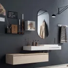Composizione Bagno con Specchio Ovale, Lavabo e Base Realizzato in Italia - Palom Viadurini