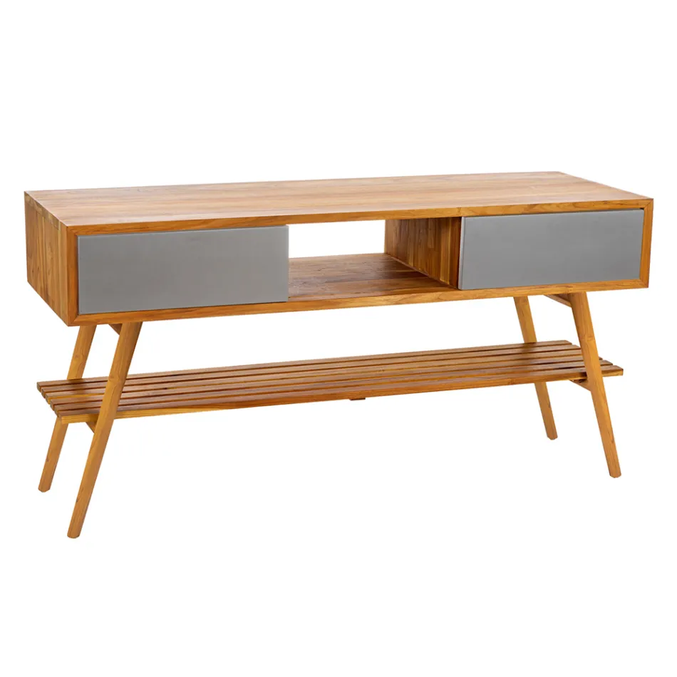 Composizione Bagno Design Grigio Completo di Accessori Smaltati - Georges Viadurini