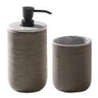 Composizione Bagno Design Grigio Completo di Accessori Smaltati - Georges Viadurini