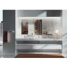 Composizione Bagno Doppia con Specchio Rettangolare e Lavabo Made in Italy - Palom Viadurini