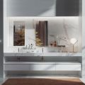 Composizione Bagno Doppia con Specchio Rettangolare e Lavabo Made in Italy - Palom