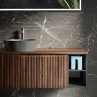 Composizione Bagno in Quercia Cannettata e Vano a Giorno Made in Italy - Febe Viadurini