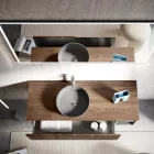 Composizione Bagno in Quercia Cannettata e Vano a Giorno Made in Italy - Febe Viadurini