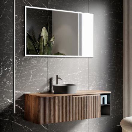 Composizione Bagno in Quercia Cannettata e Vano a Giorno Made in Italy - Febe Viadurini