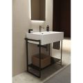 Composizione Bagno Lavabo Ceramica e Base Acciaio Made in Italy - Quadro