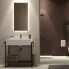 Composizione Bagno Lavabo Ceramica e Base Acciaio Made in Italy - Quadro Viadurini