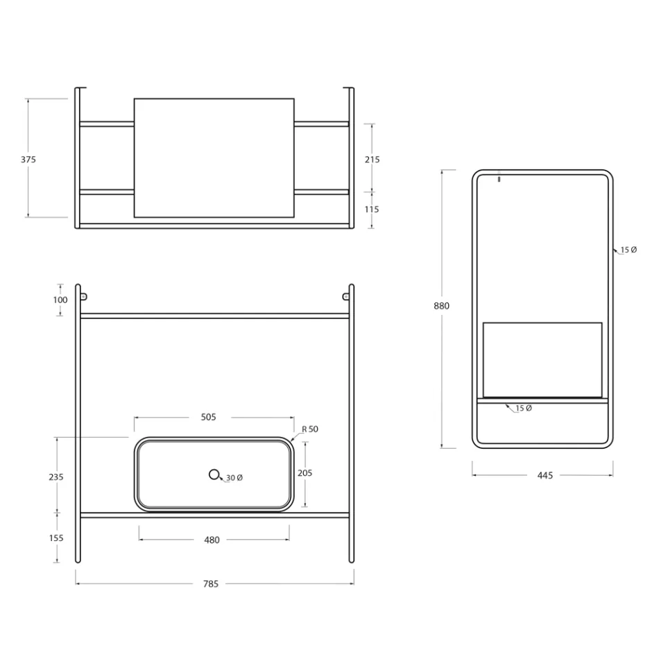 Composizione Bagno Lavabo in Ceramica e Specchio Made in Italy - Chantal Viadurini