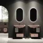 Composizione Bagno Lavabo in Ceramica e Specchio Made in Italy - Chantal Viadurini