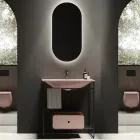 Composizione Bagno Lavabo in Ceramica e Specchio Made in Italy - Chantal Viadurini